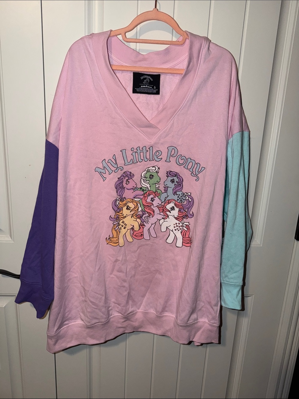 My Little Pony Pink Colorblock V-Neck Hoodie Sweatshirt Plus Size